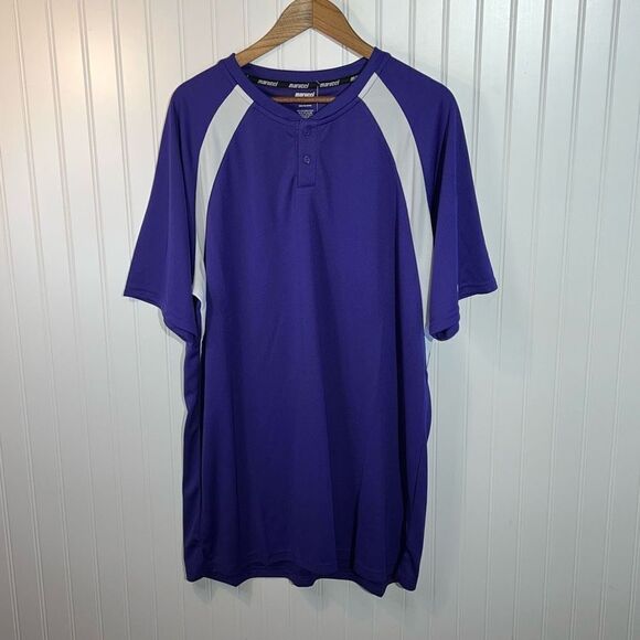 Marucci Baseball Top Men XXLarge Purple And White Jersey Raglan Short Sleeve - Picture 1 of 10